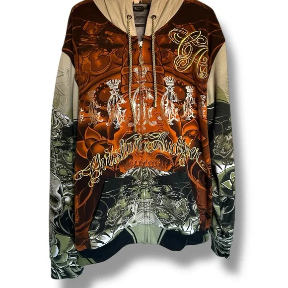 Vintage Christian Audigier Ed Hardy Full Zip Sweatshirt Men’s XL - Picture 1 of 15